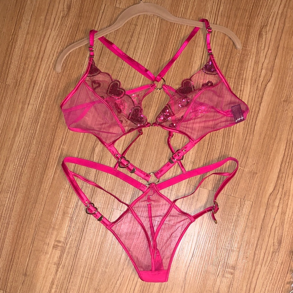Honey Birdette Juliet Pink Sheer Playsuit Size XL